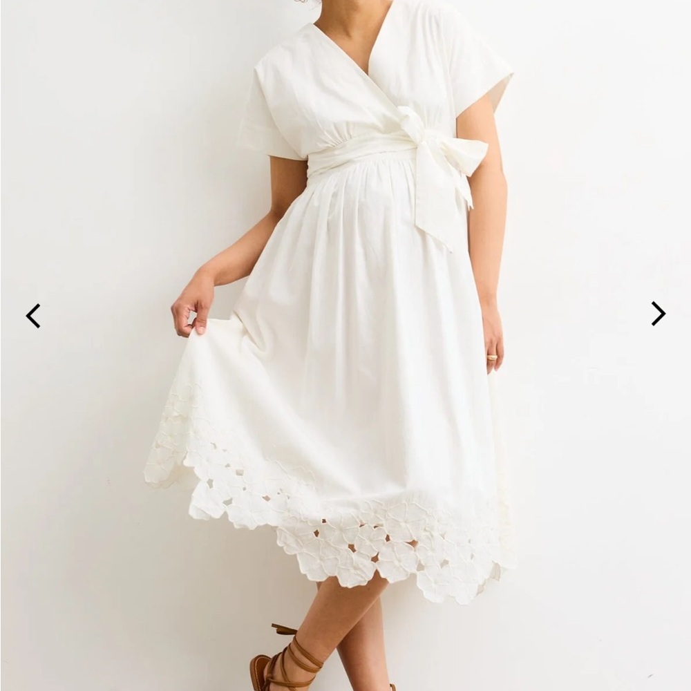 Hatch White Midi Dress with Lace Hem